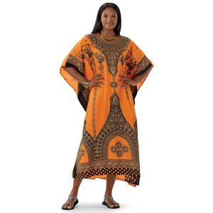 Empress Print Microfiber Long Caftan ONE SIZE NEW